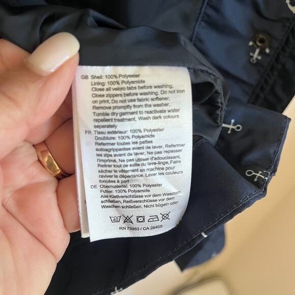 Helly Hansen Lyness Womens Rain Jacket Coat Size XS Blue Nautical Anchor Hooded - Picture 15 of 15